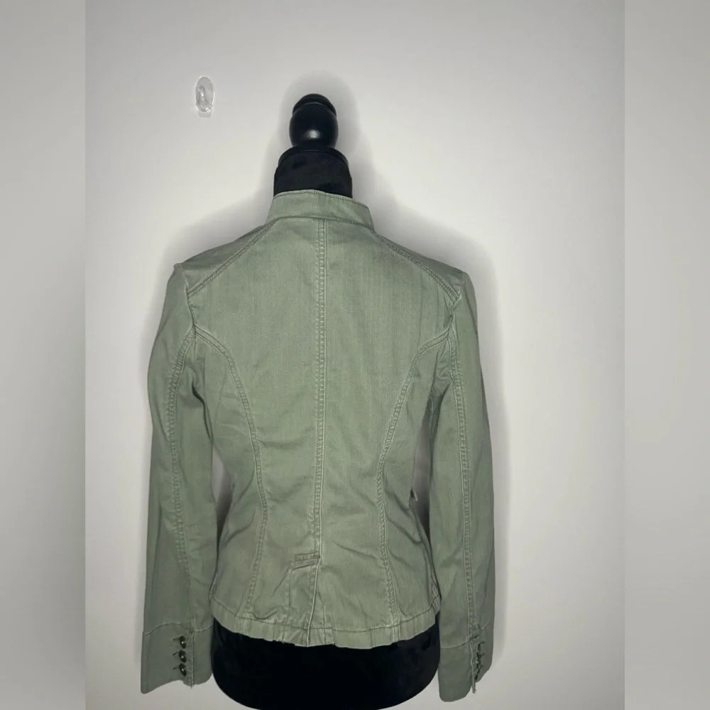 Mossimo Womens Utility Jacket Green Denim Military Button Up Pockets Casual - Picture 8 of 15